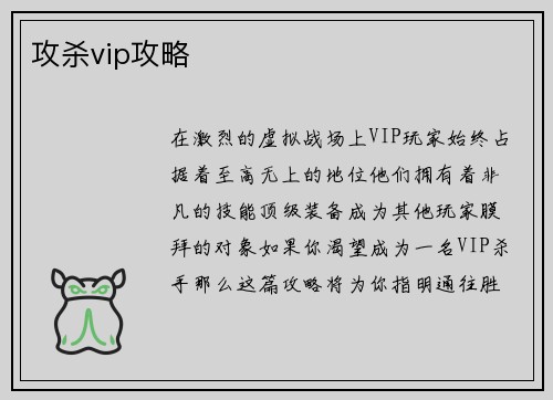 攻杀vip攻略